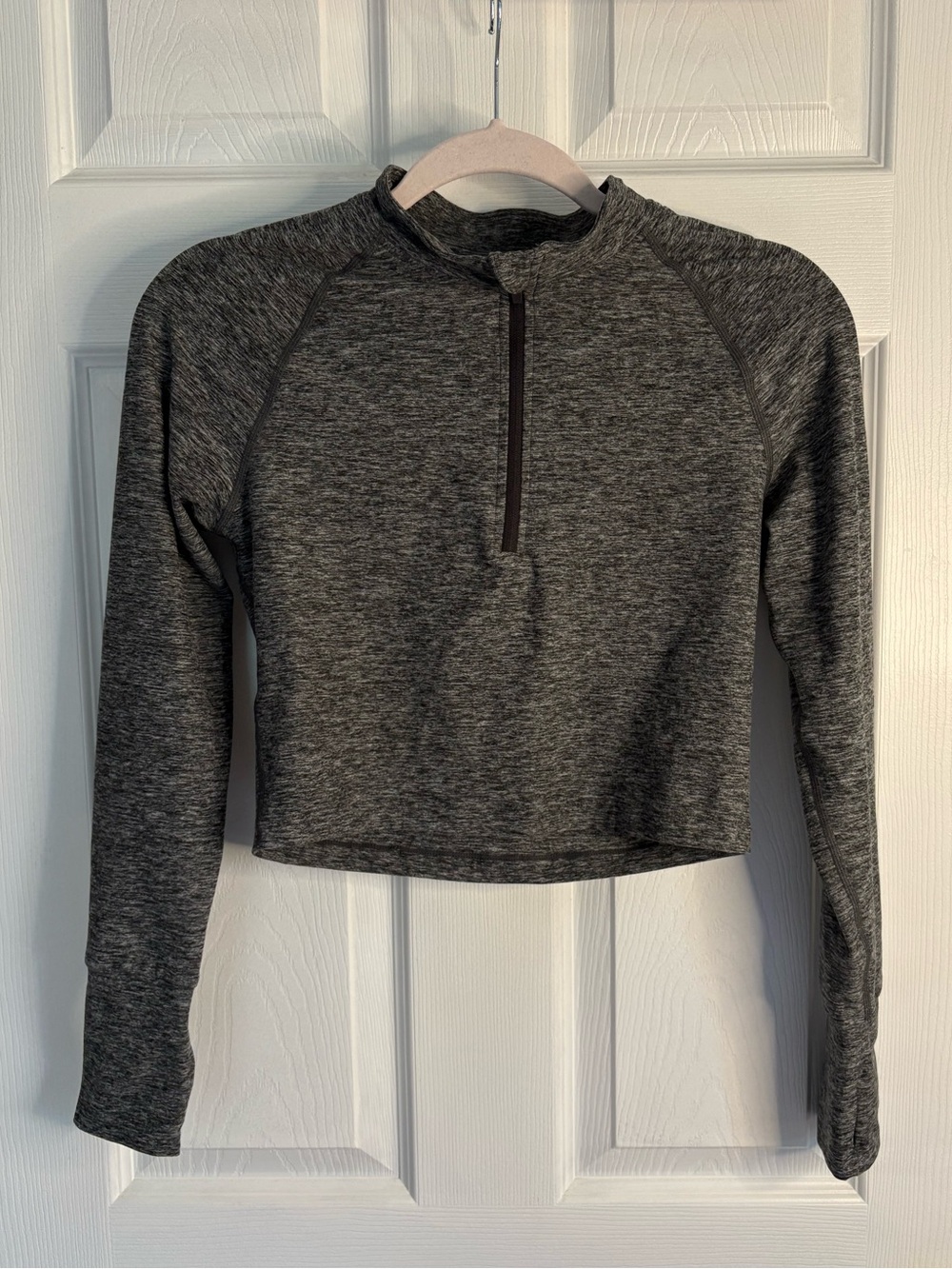 PARAGON Charcoal Grey Cropped Half-Zip Pullover Medium
